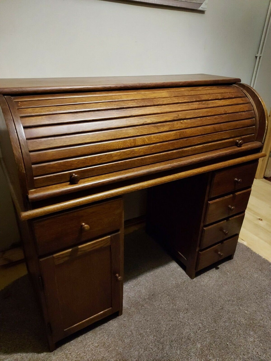 Double Pedestal Roll Top Desk Etsy UK