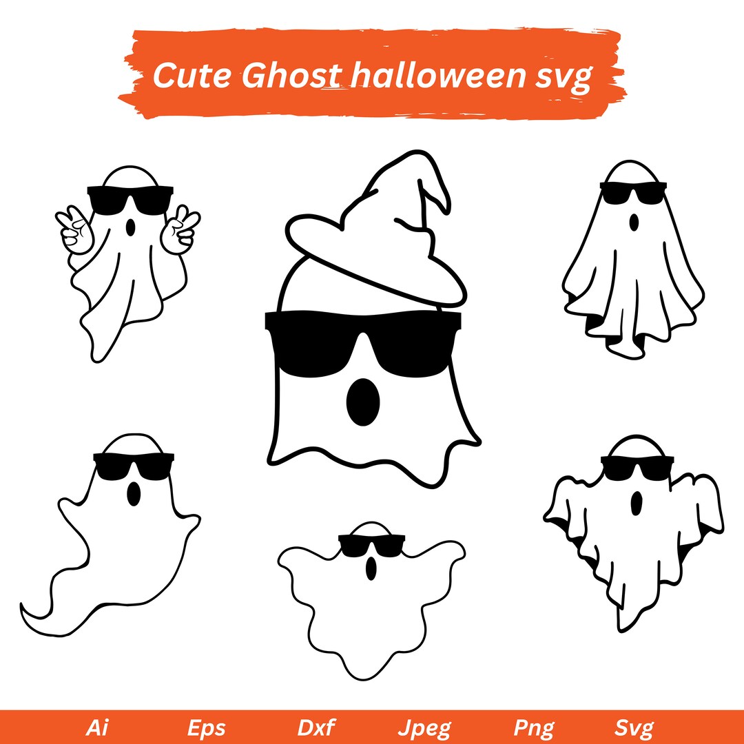 Ghost Using Computer Svg Ghost Bundle Svg Cute Ghost Clipart Spooky Season Svg Ghost - Etsy