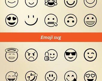 Emoji Face SVG Bundle: Vector Clipart, Cut Files (Instant Download)
