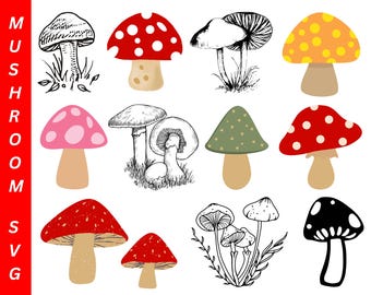 Boho-paddenstoel SVG-clipart: png, jpeg, gesneden bestanden (digitale download)