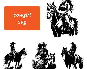 Cowgirl & Cowboy SVG Clipart Bundle: Western Rodeo Designs (Digital Download)