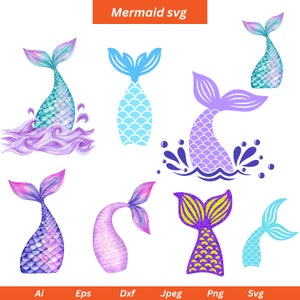 Mermaid Tail svg, Mermaid svg, cute mermaid, Mermaid clipart, Starfish Svg, Mermaid silhouette, Cut Files for Cricut, Silhouette, Tail Svg