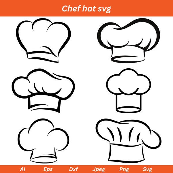 Chef hat svg, chef hat clipart, cooking svg, kitchen svg, chef hat silhouette, Chef hat vector, chef hat Cut file, Kitchen png, chef hat png