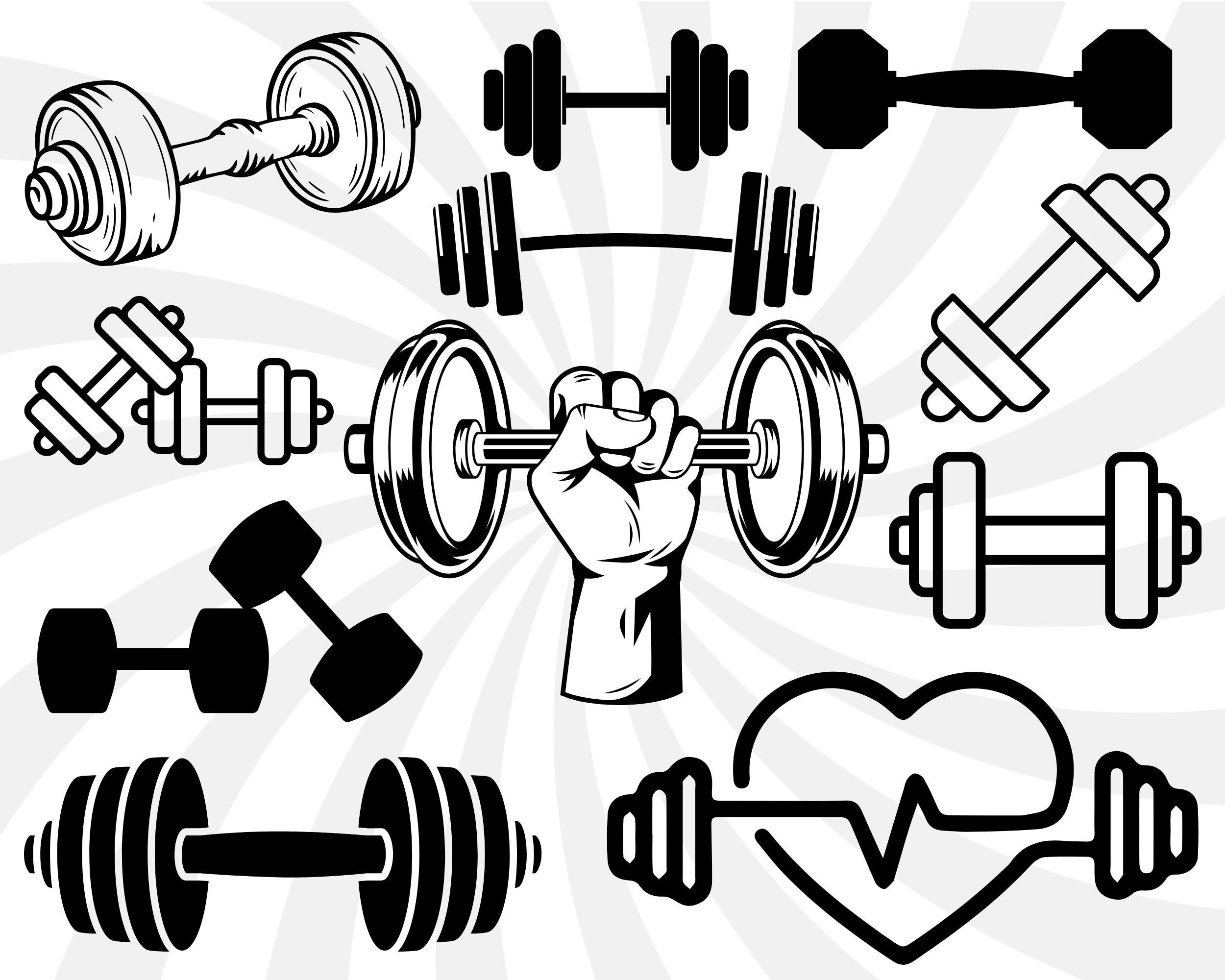 Dumbbell SVG Bundle: Retro Gym & Fitness Graphics (digital