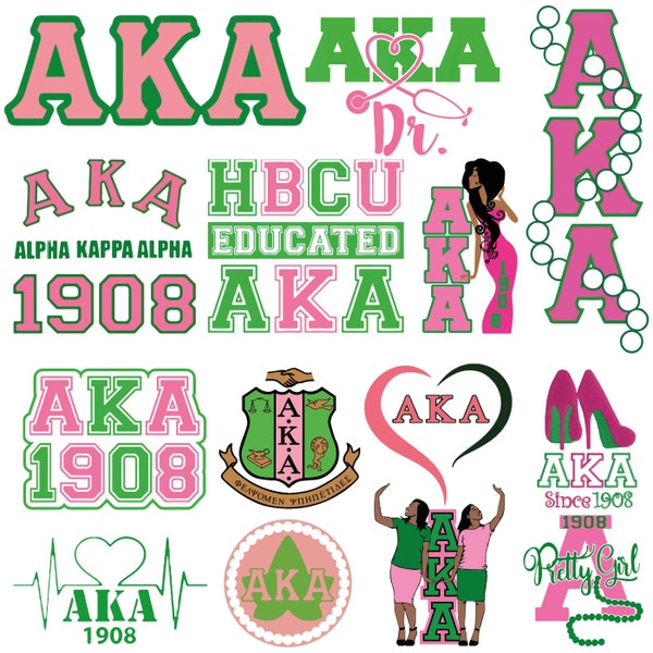 AKA svg, Alpha Kappa Alpha Sorority svg, 14 Designs Bundle,Greek Svg, Aka Letters Svg, aka svg for shirts,Rush svg, Aka Letters Svg, Aka png