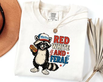 Lustiges Waschbär 4. Juli Shirt: Rot, Weiß und Wild (PNG)