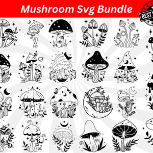 Mystical Mushroom Svg, Mushroom Svg, Mystical Svg, Boho Mushroom, Magic Mushroom Svg, Mushroom Clipart, Mushroom Silhouette, Mushroom Png
