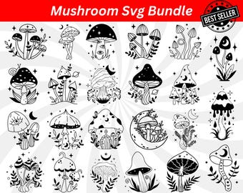 Mystical Mushroom SVG Bundle: Boho Clipart (Digital Download)