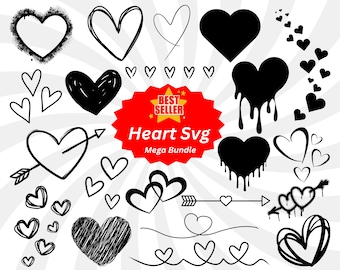 Heart SVG Mega Bundle: Doodle & Valentine Cut Files (Digital Download)