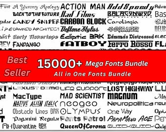 15000+ Mega Fonts Bundle: Script, Heart, Procreate, Canva, Cricut (Digital Fonts)