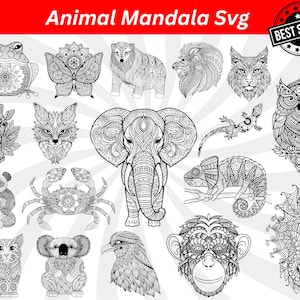 Animal Mandala Svg, Mandala Svg, Mandala Clipart, Zentangle Svg, Animal Mandala Png, Mandala Silhouette, Mandala Outline, Animal Mandala