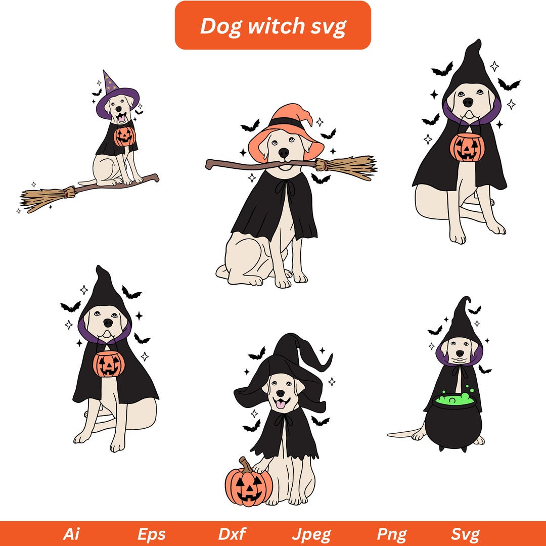 Dog Witch Svg Dog Svg Halloween Svg Ghost Dog Retro Spooky - Etsy