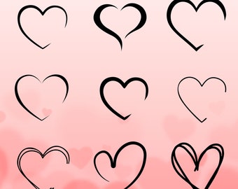 Handgezeichnetes Herz SVG Bundle: Doodle Sketch, Liebe, Valentinstag (Digitaler Download)