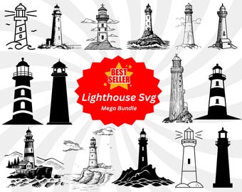 Lighthouse SVG Bundle: Nautical Vector Clipart (Digital Download)