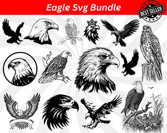 Paquete de imágenes SVG de águila americana, imágenes prediseñadas de cabeza de águila (descarga digital)