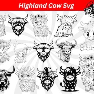 Highland Cow Svg, Cute Highland Cow, Highland Cow Png, Cow Svg, Animals Svg, Baby Cow Svg, Cow Png, Highland Cow Clipart, Highland Cow Svgs