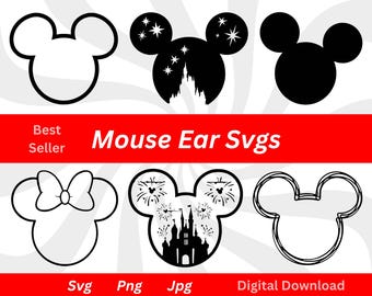Minnie Mouse Ears SVG: Mickey geïnspireerd overzicht (digitale download)