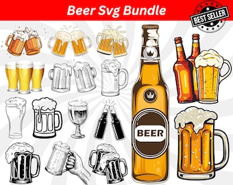 Beer SVG Bundle: Mugs, Bottles, Quotes (Digital Download)
