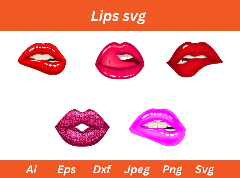 Sticked Lips Lips SVG Clipart: Dripping, Kiss, Vampire (digital Download) - Etsy