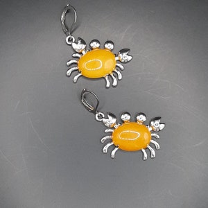 Yellow Jade Crab Earrings