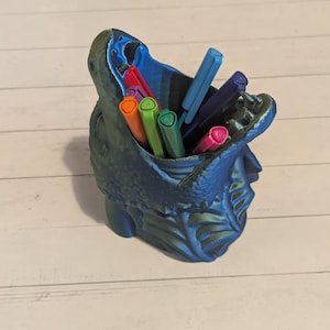 3D Printed Dragon Head Pen Holder – Open Mouth Desk Pot