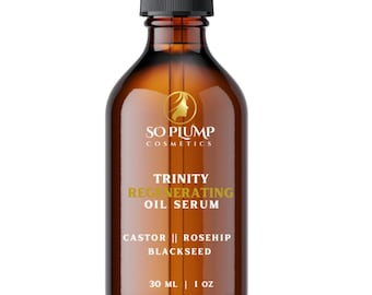 Sérum facial hidratante regenerador antiedad con aceite de semilla negra, aceite de rosa mosqueta y aceite de ricino.