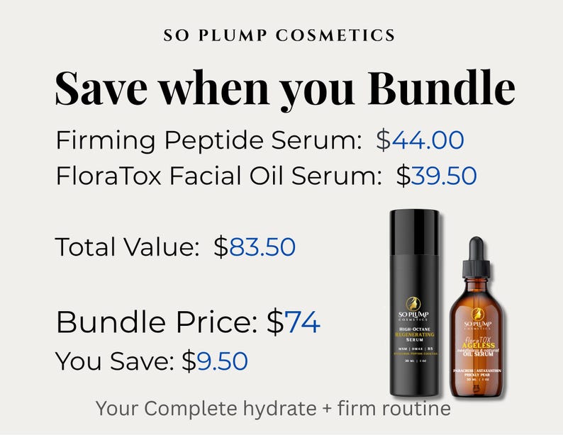 FloraTox Ageless Oil Serum & Peptide Serum Duo | Astaxanthin, Paracress, Hyaluronic Acid imagen 7
