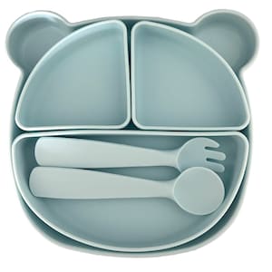 Silicone Suction Plate Set with Spoon and Fork | Baby Feeding Plate | BPA Free