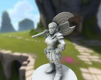 Cocky Female Gnome with a Big Axe