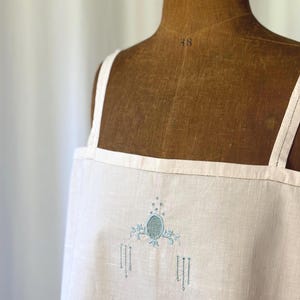 1920s Italian Slip Dress | White Cotton | Handmade Blue Embroidery | Antique Nightdress | Summer Outfit | Antique & Vintage Heirloom Textile