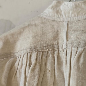 1840s-1870s Authentic French Chemise Tunic, Hand-spun Hand-woven Natural Linen, Handmade HJ Monograms, Long Shirt Smock, Antique Vintage Textile, Men Women Peasant Worker Workwear, Victorian Fashion, Farmhouse Summer Country Chic Dress, 19th century