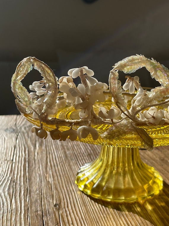 Antique ITALIAN Wax Bridal Crown, Orange Blossoms,