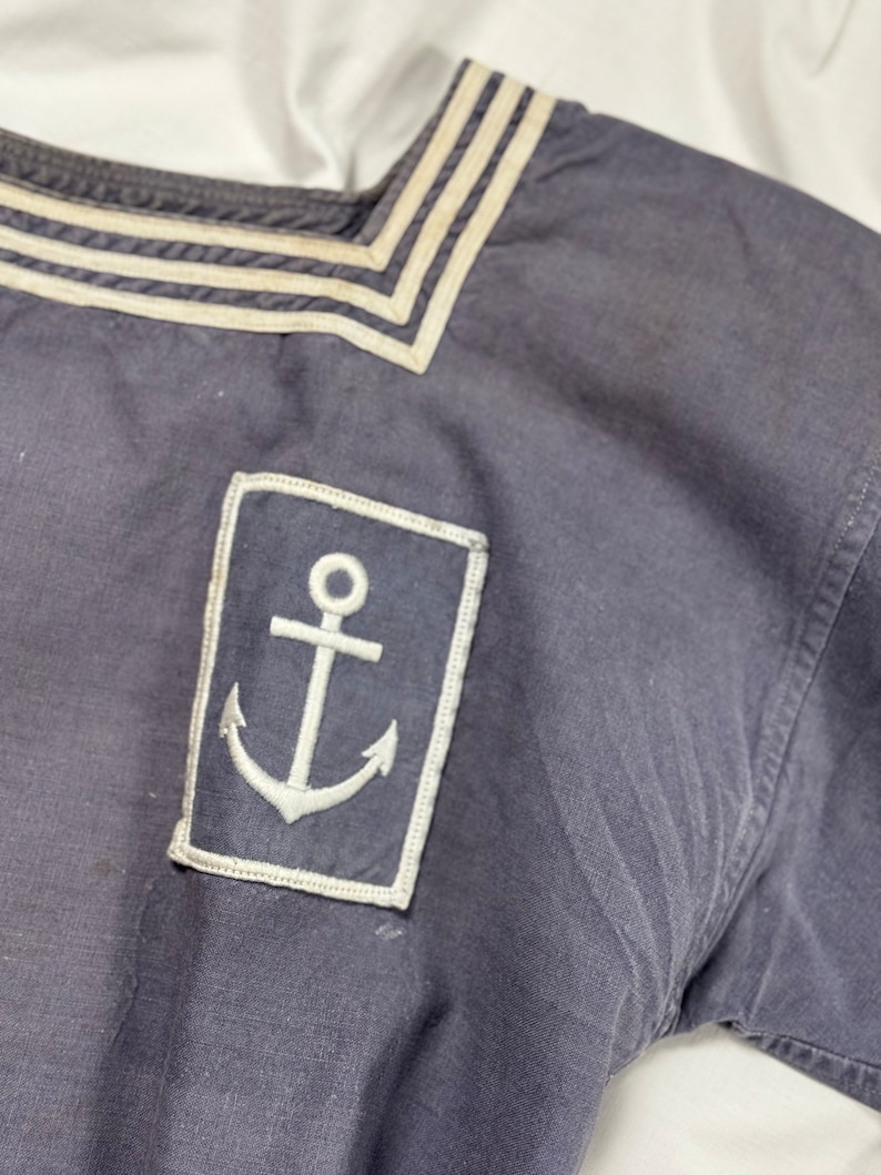 Authentic 1920s-30s French Naval Sailor Uniform, Blue and White Shirt ...