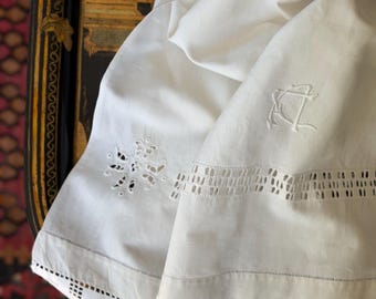 Serviette italienne Art déco des années 30 | pur lin | Monogrammes AC | Linges de maison vintage et anciens
