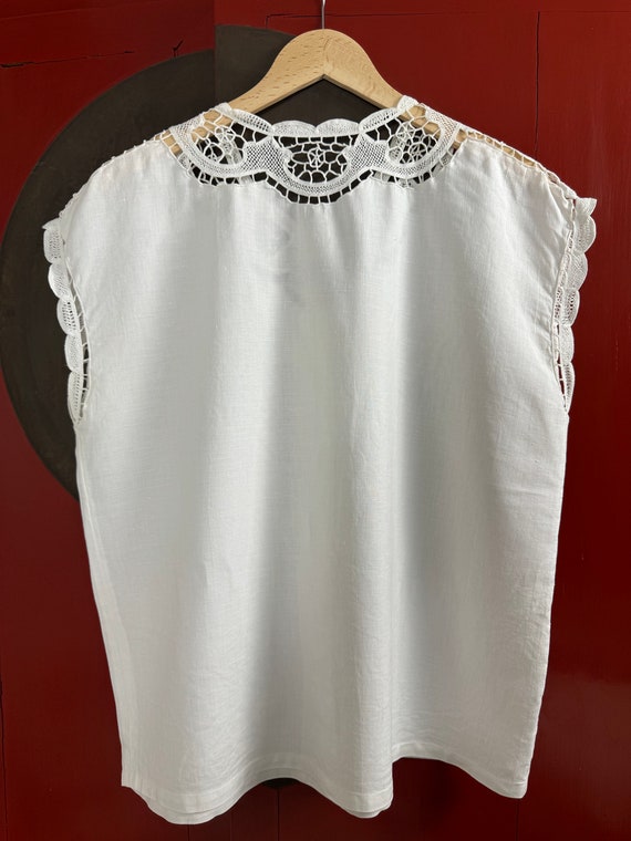 Vintage Italian Sleeveless Top, Handmade Lace and… - image 5