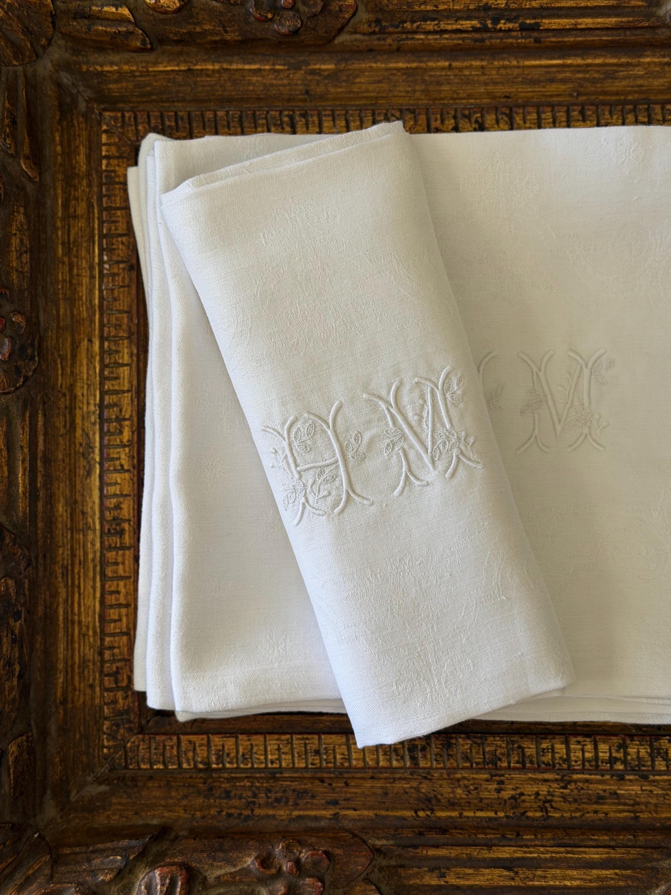 Vintage Monogrammed Linen Napkins S - Etsy
