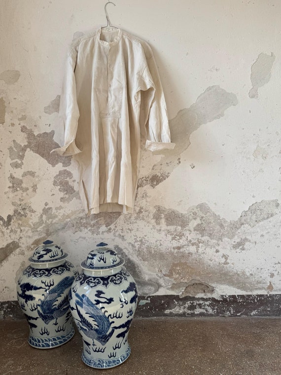 1850s-1870s Authentic French Chemise, Hand-spun H… - image 8