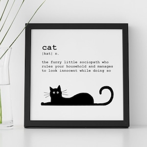 Funny Cat Art Print | Pet Portrait Cat Wall Decor | Funny Cat Lover Gift | Kitten Cat Mom Gift |Premium Matte Print Original Artwork