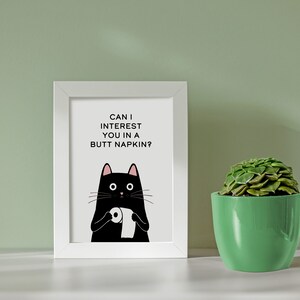 Funny Bathroom Cat Art Print | Toilet Cat Art | Pet Portrait Cat Wall ...