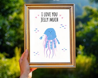 I Love You Jelly Much」の手形アート | 子供向けクラゲクラフト