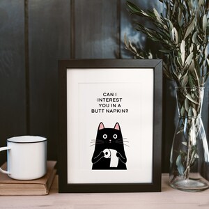 Funny Bathroom Cat Art Print | Toilet Cat Art | Pet Portrait Cat Wall ...