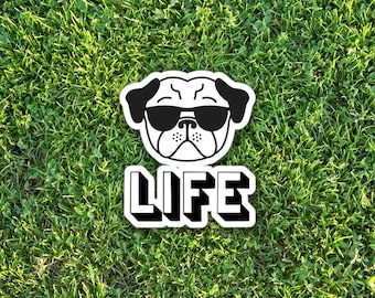 Pug Life Sticker, Cute Pug Sticker, Dog Lover Gift, Animal Sticker, Laptop Decal, Planner Sticker