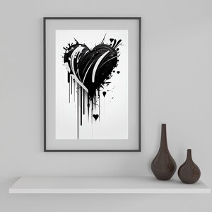 Printable Black and White Heart Dark and Elegance - Etsy