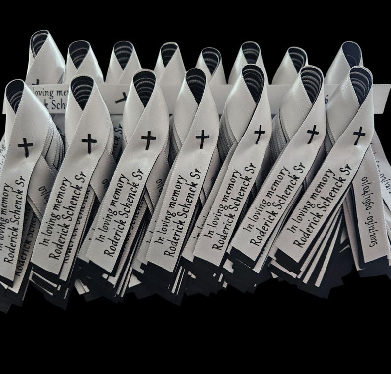 Custom Memorial Ribbon Pin: Personalized Satin Lapel Ribbon, Set of 25 ...