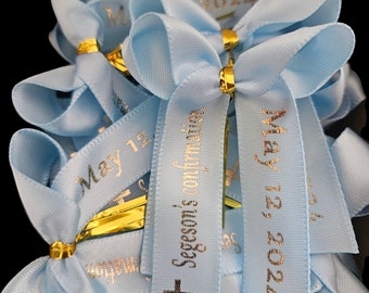 Custom Satin Favor Ribbons: Bowed Party Decoration, Set of 25