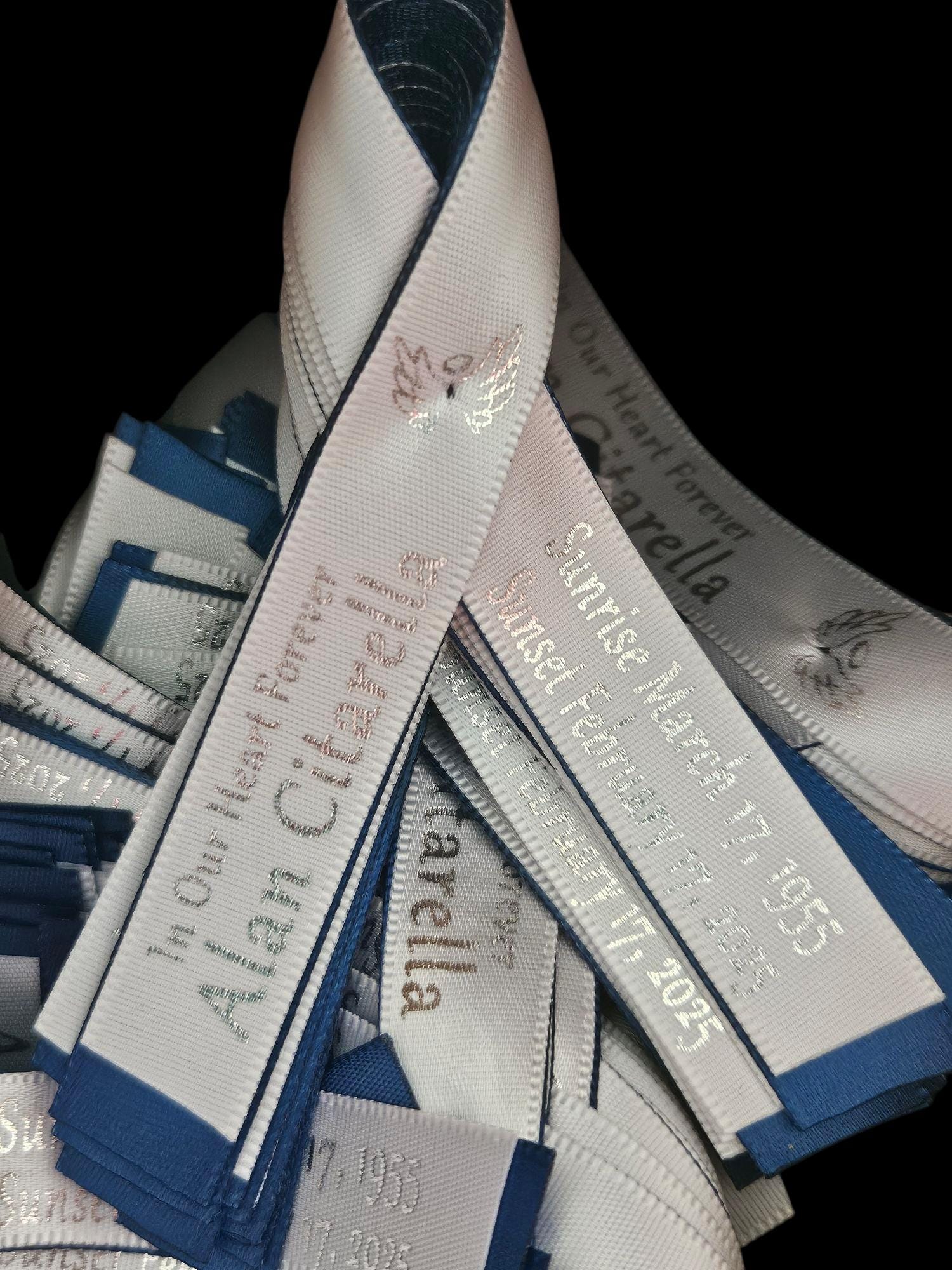 Custom Memorial Ribbon Pin: Personalized Satin Lapel Ribbon, Set of 25 ...