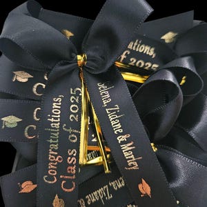 Custom Graduation & Birthday Favor Ribbons – Set of 30 Satin Ribbons, Personalized Party Favors, Ships Quickly