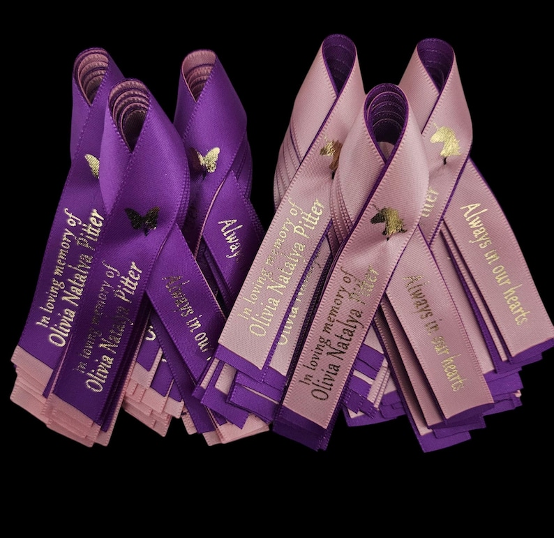 Custom Memorial Ribbon Pin: Personalized Satin Lapel Ribbon, Set of 25 ...