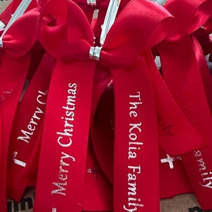 Custom Satin Favor Ribbons: Bowed Religious Milestone Ribbons - Set of 30