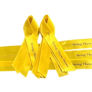 Yellow Awareness Ribbon with Lapel Pin - Support Our Troops - Set of 25